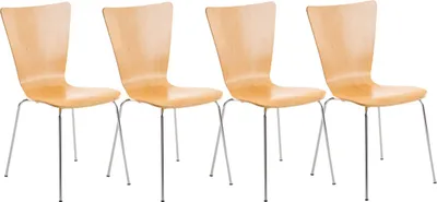 Produktbild von CLP 4er Set Besucherstuhl Aaron mit Holzsitz und Metallgestell natur