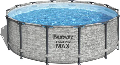 Produktbild von Bestway® Steel Pro MAX™ Aufstellpool Komplett-Set mit Filterpumpe Ø 427 x 122 cm, Steinwand-Optik (Cremegrau), rund