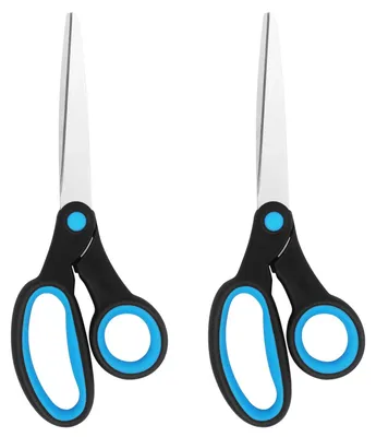 Produktbild von Linkshänderschere, 2-teilig, 20 cm, Edelstahl, mit Softgriff, blau