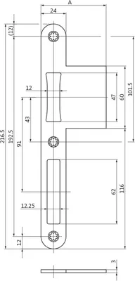 Immagine prodotto di Serratura a lamelle Bl.B-90000,DL,24/62,5,rd,acciaio inox