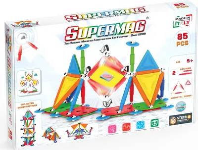 Produktbild von Supermag Projects Mehrfarbiger magnetischer Bausatz, 85 Teile