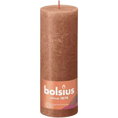 Produktbild von Bolsius Stumpenkerze Rusty Pink Ø68 mm - Höhe 19 cm - Pink/Braun - 85 Brennstunden