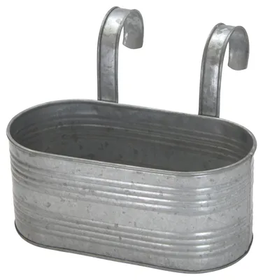 Zdjęcie produktu dla Skrzynka balkonowa z uchwytem srebrna ocynkowana - 30 x 25 x 23 cm - wieszak balkonowy doniczka balkonowa