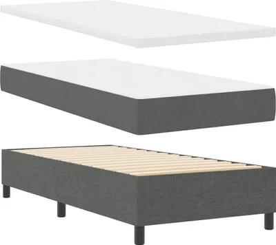 Produktbild von vidaXL Boxspringbett mit Matratze Dunkelgrau 90 x 200 cm Stoff