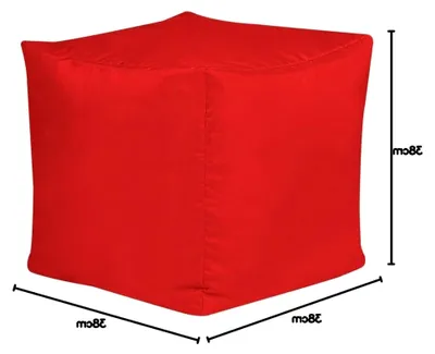 Produktbild von Würfel Sitzsack, Rot, Outdoor Sitzsack mit Füllung, Wasserabweisender Stoff, Bequemer Sessel für Wohnzimmer, Garten, Terrasse