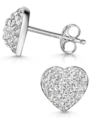 Produktbild von MATERIA Damen Ohrstecker Herz weiß Kristall - 925 Silber Ohrringe Stecker Strass 9mm in Geschenk-Box SO-98