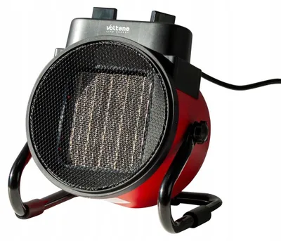 Zdjęcie produktu dla Grzejnik elektryczny z wentylatorem, 2000 W, 2 stopnie grzania, termostat, klasa ochrony IP24, obudowa metalowa, kolor czerwono-czarny