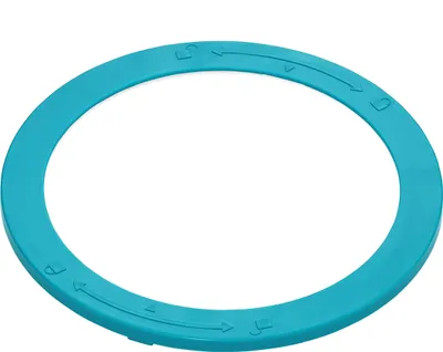 A turquoise ring with directional arrows and lock symbols is shown on a white background.