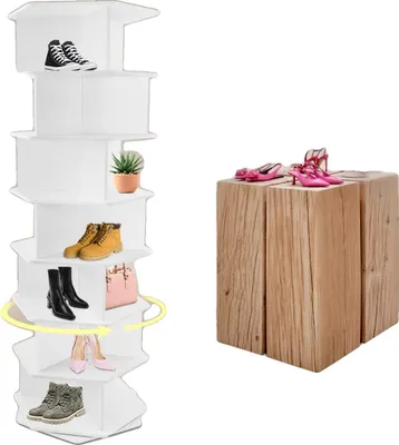 Image de Étagère à chaussures, 7 niveaux, 3 paires par niveau, rotation à 360°, matériau PVC, capacité 50 kg