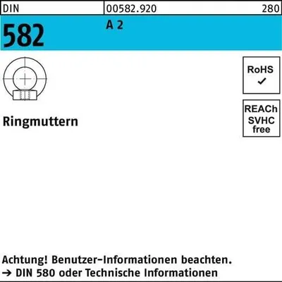 Produktbild von Ringmutter DIN 582 M 24 A 2 Ohne Oberflächenangabe 5 Stück