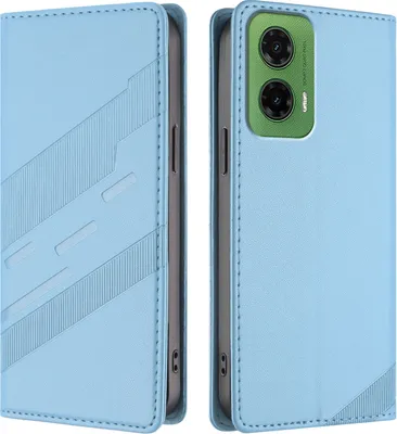 Produktbild von Hülle für Motorola Moto G35 5G, Kunstleder Brieftaschen Handyhülle mit Kartenfach und Standfunktion Hellblau