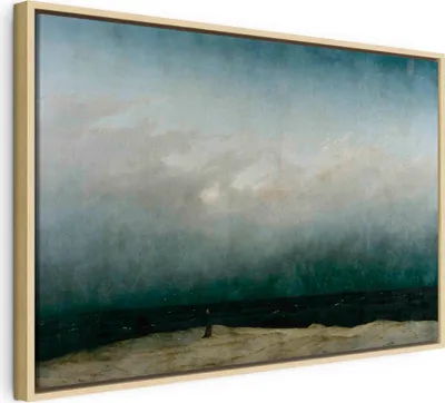 Produktbild von Italienischer Leinwand Leinwandbild - The Monk by the Sea 120x80 cm Reproduktionen l-G-10060-b-a