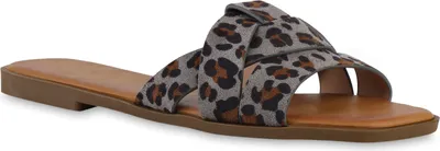 Produktbild von VAN HILL Damen Pantoletten Sandalen Freizeit Schuhe 841729, Farbe: Grau Leopard, Größe: 36