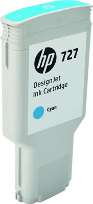 Produktbild von HP 727 - 300 ml - mit hoher Kapazität - Cyan - original - DesignJet - Tintenpatrone - für DesignJet T1500, T1530, T2500, T2530, T920, T930