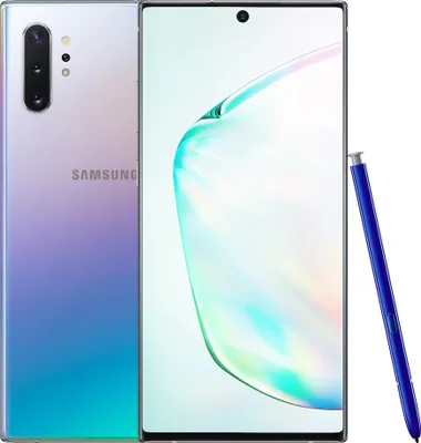 A Samsung Galaxy Note 10 Plus smartphone with its stylus.