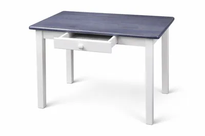 Produktbild von Magnetic Mobel Esstisch mit Schublade Küchentisch Tisch Restaurant Massiv Holz Kiefer (70x110, Grau/Blau)