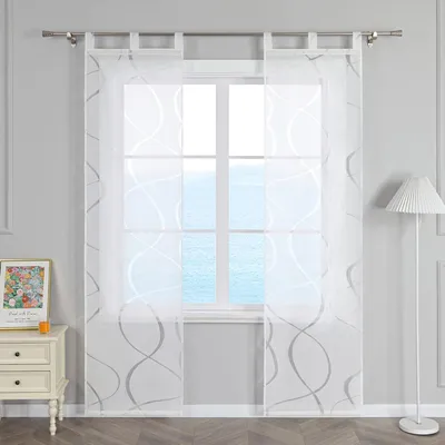 Immagine prodotto di Elzusha - Set di 2 tende trasparenti con passanti - 57 x 245 cm - Bianco