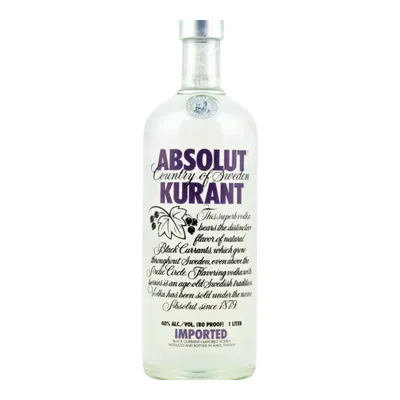 Produktbild von Absolut Kurant Vodka 1L – Flavoured Vodka mit schwarzer Johannisbeere, Wodka aus Schweden, zuckerfrei, idealer Wodka für Cocktails & Sammler.