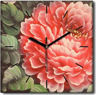 Produktbild von Coloray Uhr auf Leinwand 30x30 cm Wand Uhr Dekoration Wohnzimmer Segeltuch schwarze Hände -Wiese blüht Landschaft