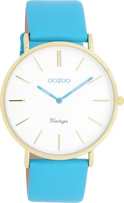 Produktbild von Oozoo Armbanduhr blau Leder Vintage Series Damen Analog-Quarzuhr UOC20315