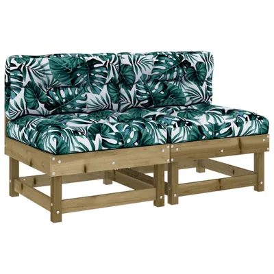 Produktbild von Mittelsofas mit Kissen 2 Stk. Kiefernholz Imprägniert