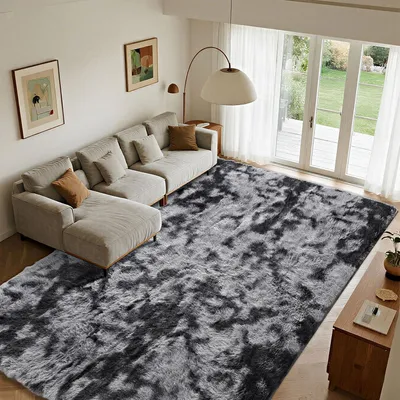 Immagine prodotto di Tappeto a pelo lungo, morbido, 160 x 230 cm, grigio, antiscivolo, ideale per il soggiorno