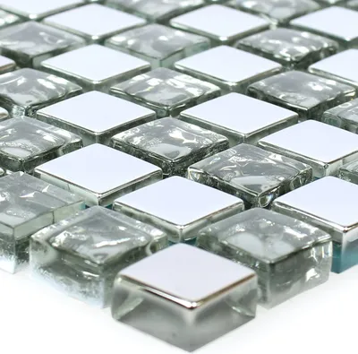 Produktbild von Glasmosaik Fliesen Moldau Silber
