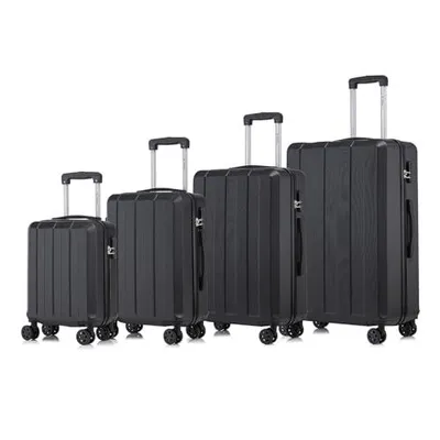 Produktbild von Suitcase Set, Rollkoffer Handgepäck, Kofferset, mit 4 Rollen 360°, Hartschalenreise Zahlenschloss, Weicher Gummigriff (4er Set, S,M,L&XL, Schwarz)