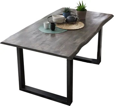 Produktbild von Baumkante-Esstisch TABLES & CO 160 x 85 cm Mango grau sägerau