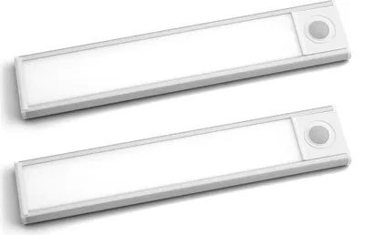 Produktbild von PRECORN 2er Set I 20 cm Sensor Licht silber 34 LED´s Schrankbeleuchtung Lichtleiste USB-C Schranklicht Bewegungsmelder Küchenleuchte Nachtlicht Treppe