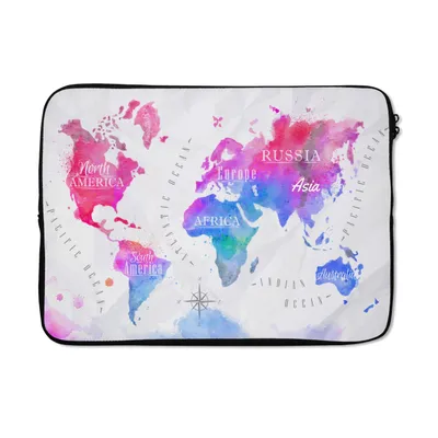 Produktbild von MuchoWow® Laptop Hülle 13 Zoll Farben - Weltkarte - Ölfarben Laptoptasche - Laptophülle - Sleeve - Rundumschutz