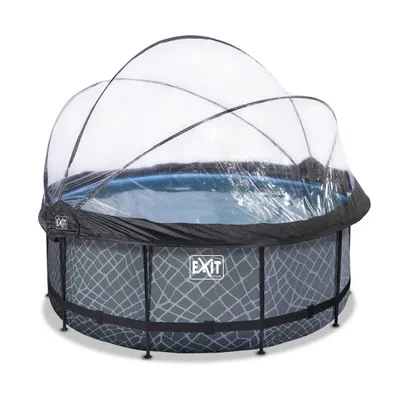 Produktbild von EXIT Stone Pool ø360x122cm mit Abdeckung und Filterpumpe - grau
