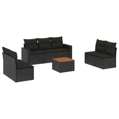 Produktbild von vidaXL 8-tlg. Garten-Sofagarnitur mit Kissen Schwarz Poly Rattan