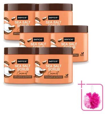 Obrázek produktu pro 6 kusů tělového peelingu Sence s kokosem - pečující - 500 g - balení po 6 kusech
