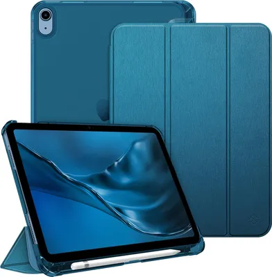 Produktbild von Fintie Hülle für iPad (A16) 11 Generation 11 Zoll 2025, iPad 10 Generation 10.9 Zoll 2022 mit Stifthalter - ultradünne leichte Schutzhülle mit transparenter Rückseite, Auto Schlaf/Wach, Blaugrün