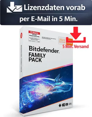 Produktbild von Bitdefender Family Pack (15 Device - 1 Jahr) EU ESD Antivirus Sicherheit 5 Min. Versand als Download per Mail