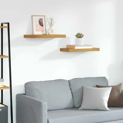 Obrázek produktu pro Maison Exclusive – Nástěnné police, 2 kusy, hnědé, 50 x 23,5 x 3,8 cm, materiál: dřevovláknitá deska
