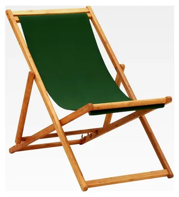 Produktbild von Klappbarer Strandkorb aus Eukalyptus Holz und grünem Stoff