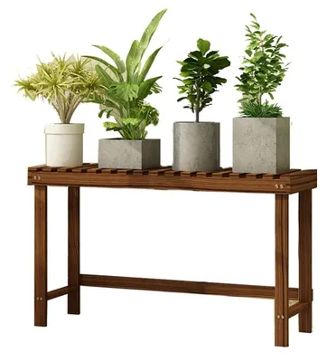 Image de Support pour plantes, jardin, support à plusieurs niveaux en bois, support pour plantes de balcon, support pour pots de fleurs de salon, support décoratif de jardin (couleur : marron, dimensions : 78 x 25 x 45 cm)