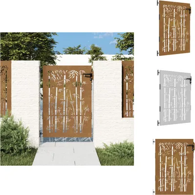 Immagine prodotto di vidaXL Cancello da giardino 85x125 cm in acciaio corten design bambù - Cancelli da giardino