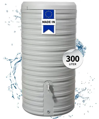Productafbeelding van GARANTIA NORDIC 2in1 regenwatertank 300 L steengrijs incl. plantschaal