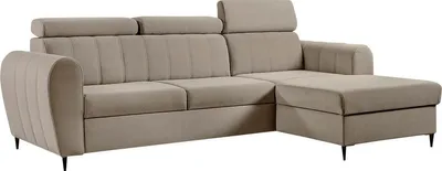Produktbild von MIRJAN24 Ecksofa Forio Mini, Eckcouch mit Bettkasten und Schlaffunktion, Einstellbare Kopfstützen, Schwarze Metallfüße (Farbe: Paros 02, Seite: Rechts)
