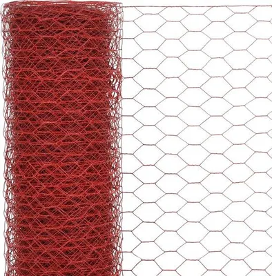 Immagine prodotto di Rotoli di rete metallica per pollai in PVC 25x1,2 m, rossa, a maglie esagonali, a maglia fine, 13 mm