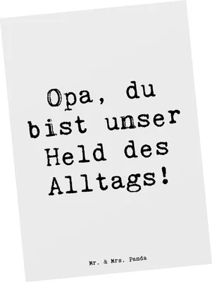 Produktbild von Mr. & Mrs. Panda Postkarte Spruch Opa Held - Weiß - Geschenk, Familie, Ansichtskarte, Liebe, Danke sagen, Ansichtskarten, Grußkarte, Freund, Bedanken, Aufmerksamkeit