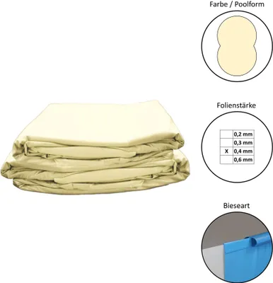 Produktbild von Poolfolie Ersatzfolie Achtformbecken 470x300x120cm - Dicke 0,4mm - Einhängebiese - sand Poolfolie Ersatzfolie Achtformbecken 470x300x120cm - Dicke 0,4mm - Einhängebiese - sand