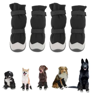 Image de Chaussures pour chiens, lot de 4 - Chaussures réfléchissantes pour chiens - Antidérapantes - Ajustables - Protège-pattes - Confortables et imperméables - Bottes pour chiens