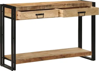 Zdjęcie produktu dla Stolik konsolowy z półką brązowy 120 x 33 x 75 cm lite drewno mango