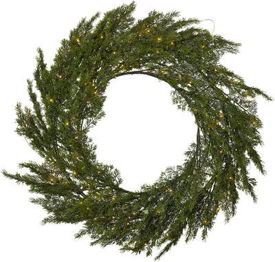 Produktbild von Großer Tannenkranz ,Thuja', Outdoor-Weihnachtskranz mit Batterie + Timer, 80 LEDs, Ø 80cm