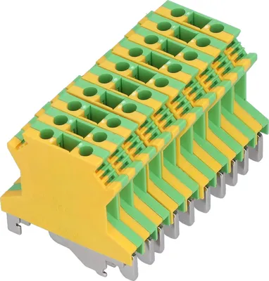 Image de 50Pcs DIN Rail Mount Terminal 2 Channel Grounding Electrical Crimping Terminals Block USLKG?2.5