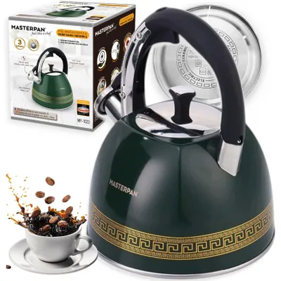 Produktbild von Masterpan Pfeifkessel 3L Edelstahl Induktionsgeeignet Grün